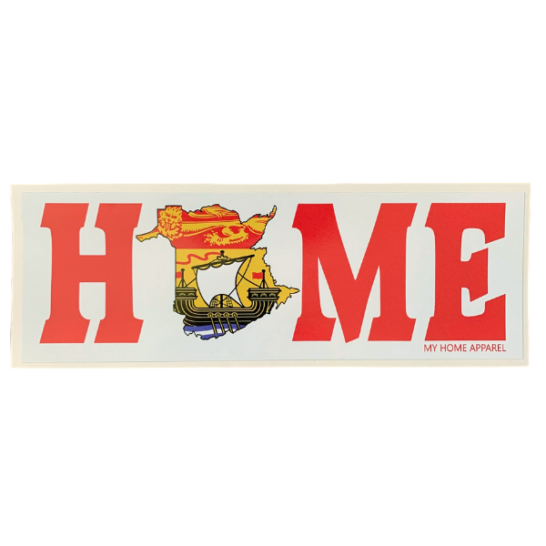 rectanular Sticker Flag w/ White Background New Brunswick HOME Bumper Sticker/Decal