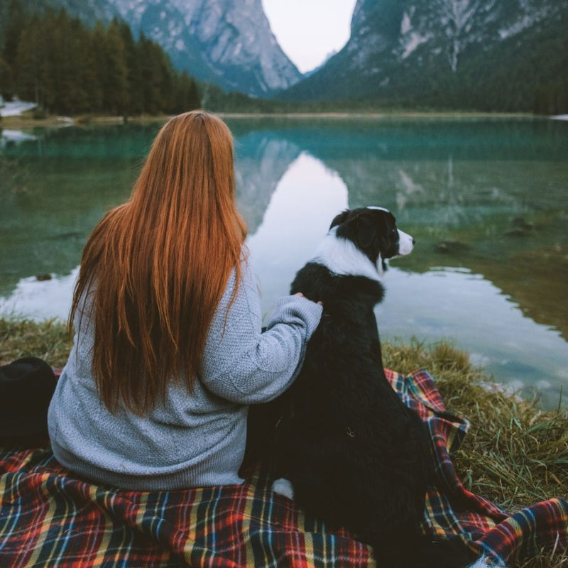 Canadian pets and outdoor lifestyle with dog by lake