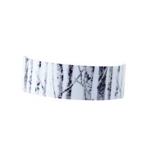 birch trees printed on a silver bracelet