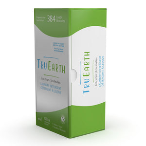 side view of box of Tru Earth green and white