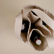 Load image into Gallery viewer, top view of cream coloured bag with four bottles in it
