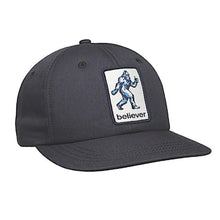 Load image into Gallery viewer, blue snap back hat with patch of the Sasquatch on the front in the colour blue
