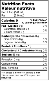 white background with black print of nutrition facts