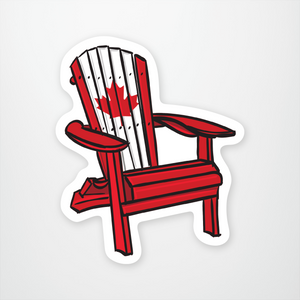 red and white Muskoka chair - coloured like the Canadian Flag