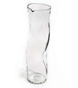 tall clear glass decanter with a slightly wave shape