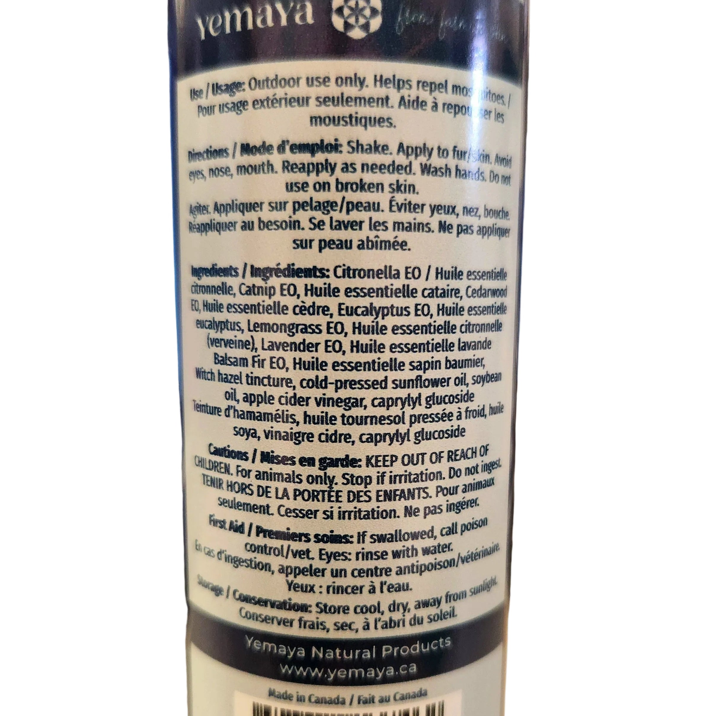 Bottle of Yemaya natural product on a white  background