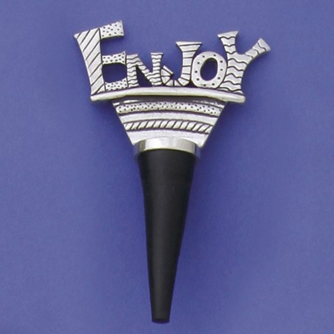silver top with 3 dimensional word 