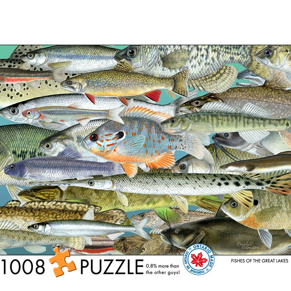 Collection of fish illustrations with a puzzle label and Ontario Nature logo.