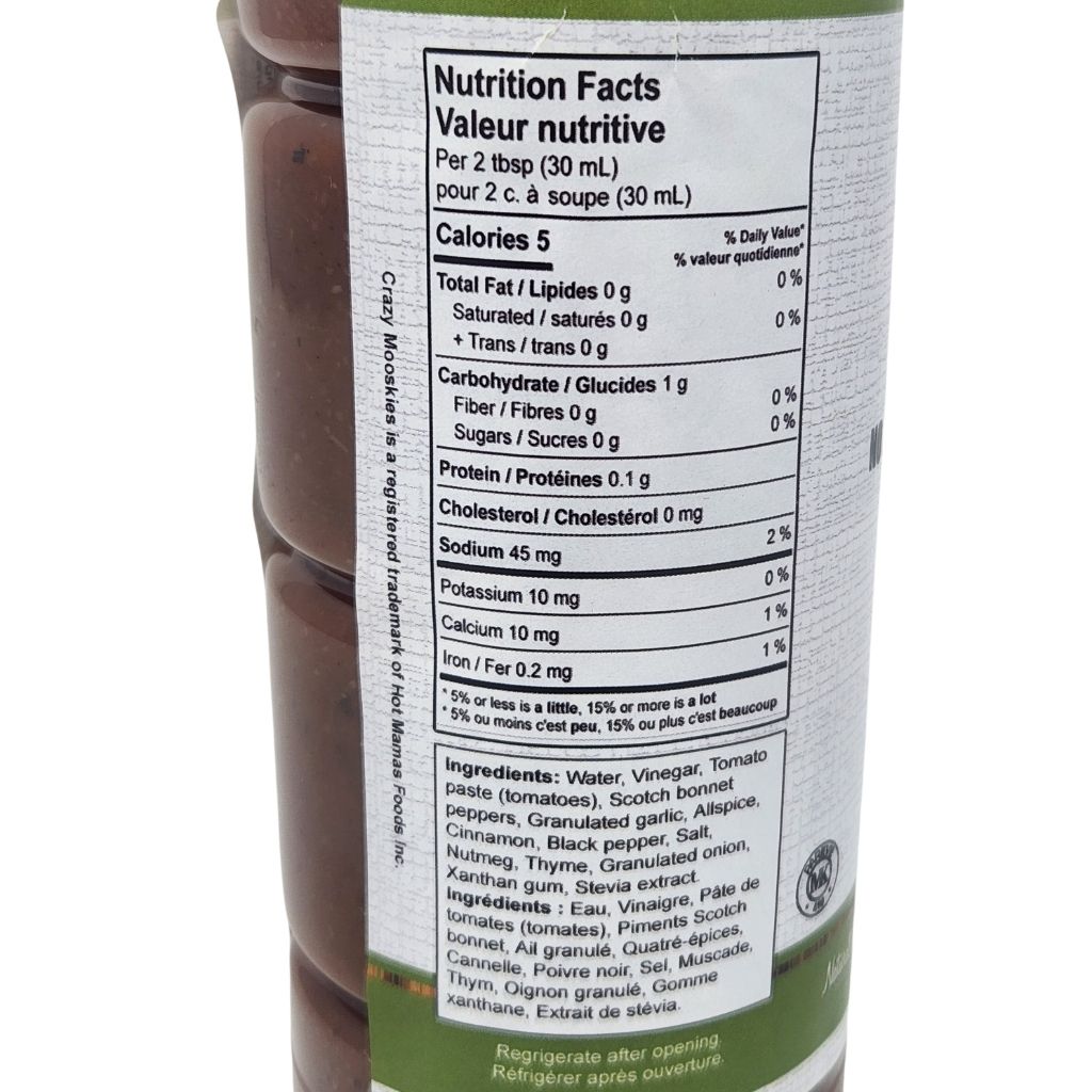 Nutrition facts label on a container of food with a white background