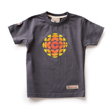 Load image into Gallery viewer, navy blue t shirt with yellow and orange symbol for CBC
