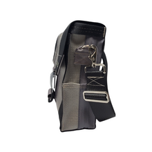 Load image into Gallery viewer, side view of bag made with different coloured seatbelts

