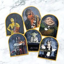 Load image into Gallery viewer, six star wars stickers with each character playing a musical instrument 
