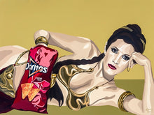 Load image into Gallery viewer, Princess leia laying on her side eating doritos
