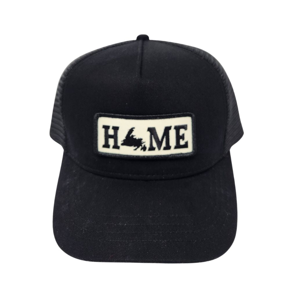 Black cap with Newfoundland 'HOME' patch on a white background