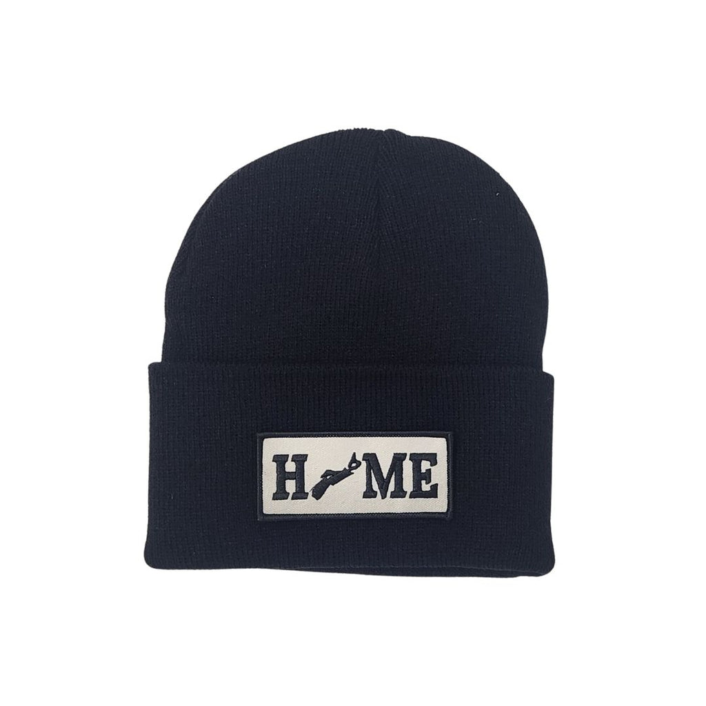 Black beanie with Nova Scotia 'HOME' patch on a white background