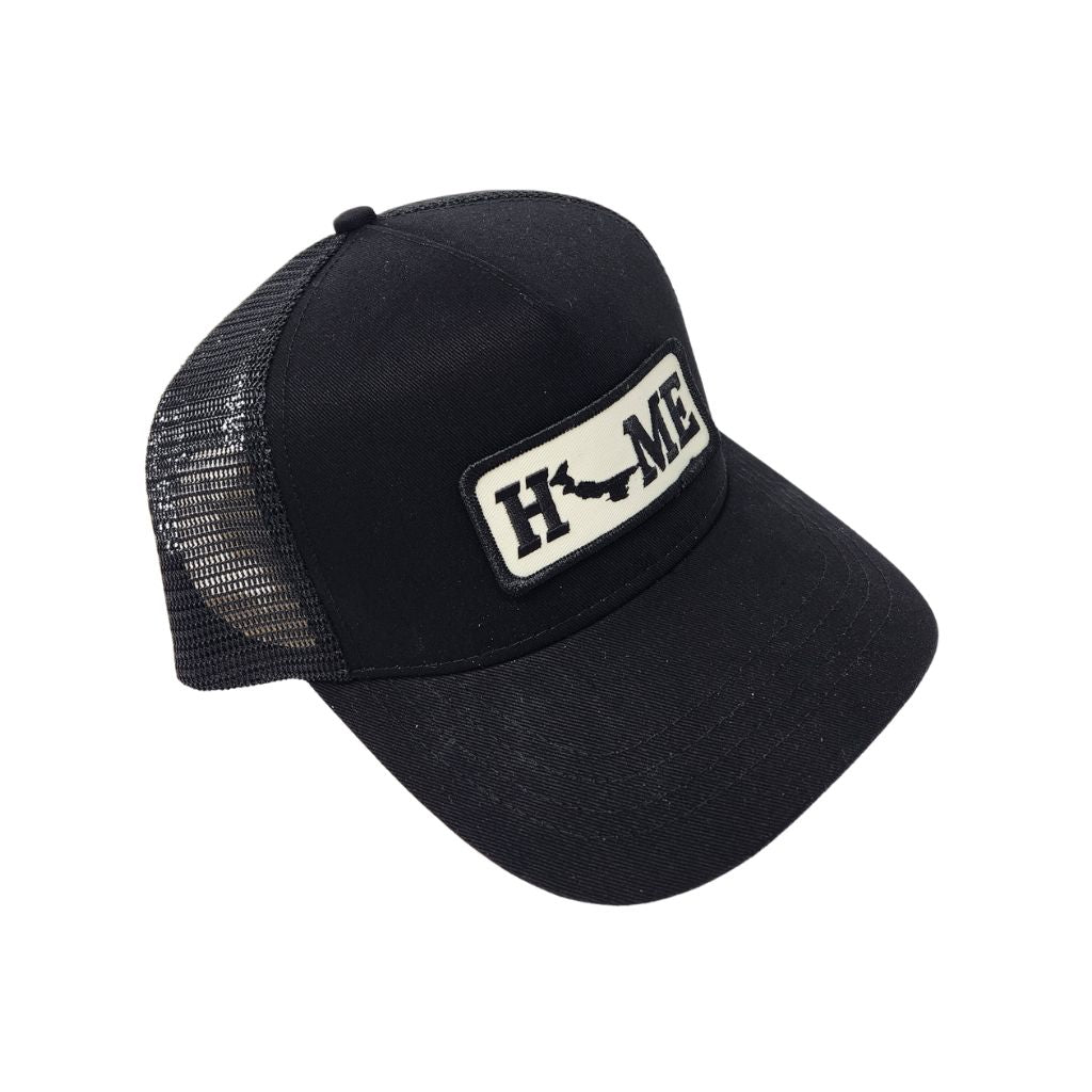 Black mesh cap with Prince Edward Island 'HOME' patch on a white background