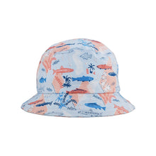 Load image into Gallery viewer, Bucket hat with underwater, blue fish theme
