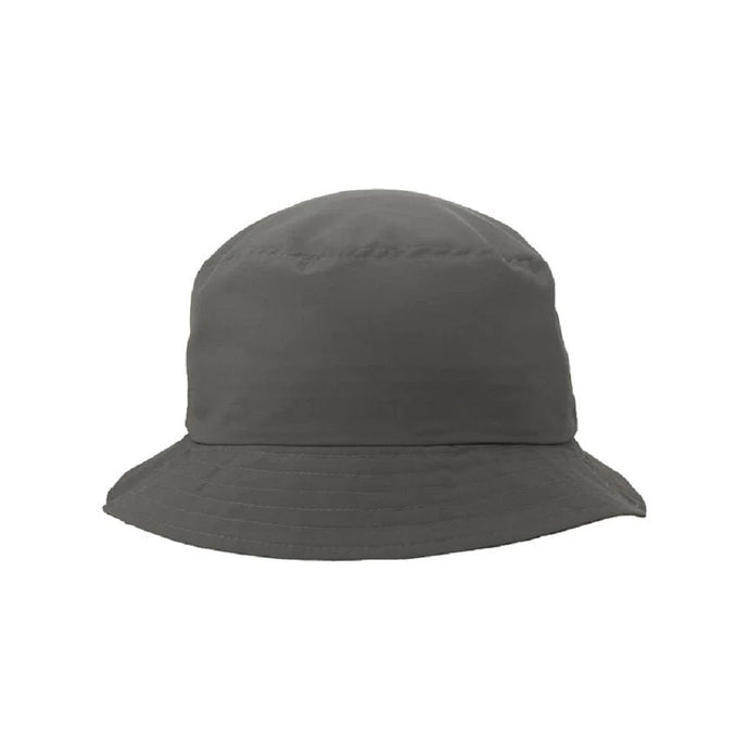 Wolf grey coloured nylon bucket hat on white background
