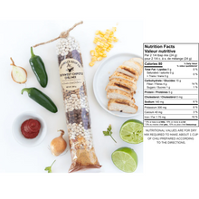 Load image into Gallery viewer, variety of fresh ingredients around filled with spices &amp; more beside a list of nutritional facts
