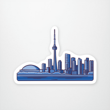 Load image into Gallery viewer, blue and black skyline of Toronto showing the CN tower and skydome
