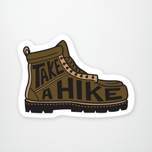 Load image into Gallery viewer, side view of a brown hiking boot with black lettering

