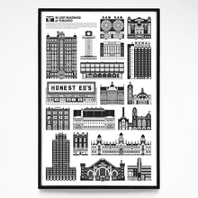 Load image into Gallery viewer, black and white print of  Toronto lost buildings
