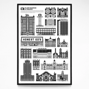 black and white print of  Toronto lost buildings