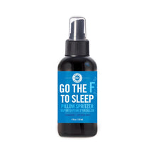 Load image into Gallery viewer, spray bottle with blue label that reads Go The F To Sleep
