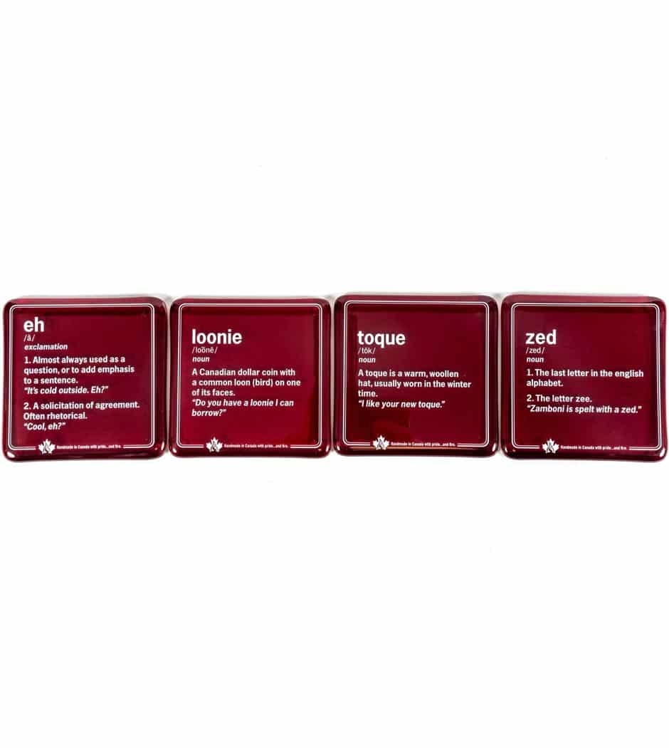 Artech Studios Coaster Canadianisms / Red Upcycled Glass Coasters