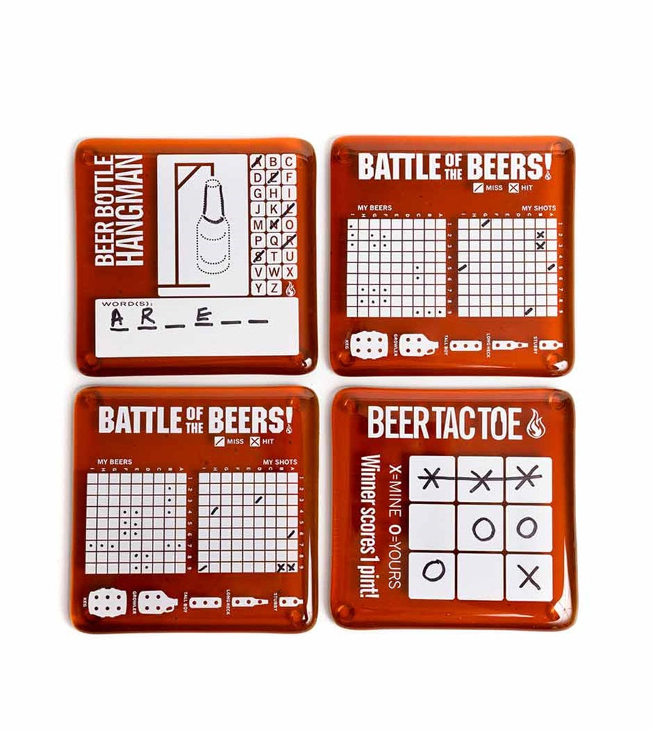Coaster Upcycled Glass Coasters brown with white print and graphic