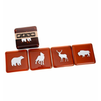 Coaster Upcycled Glass Coasters brown with white graphics