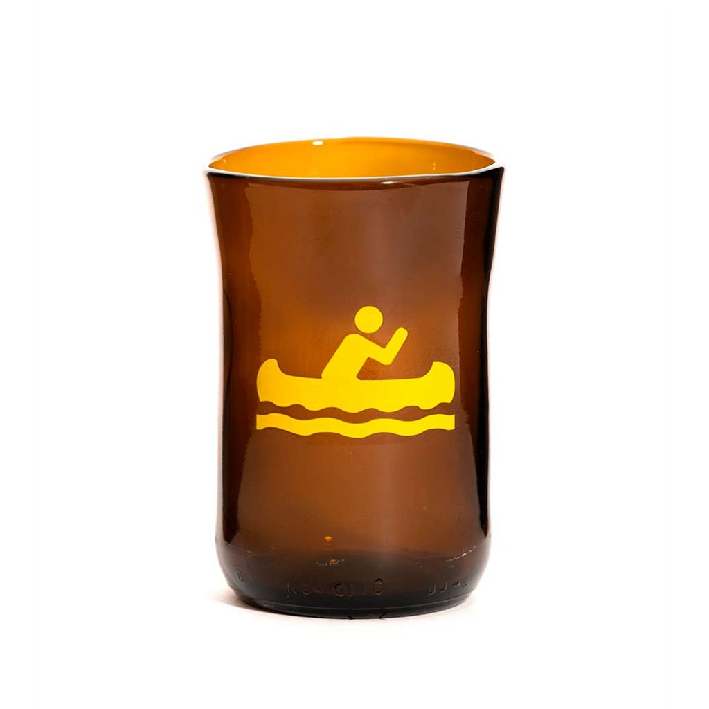 Tableware Canoe Great Outdoors Tumblers brown with yellow graphic of a canoer