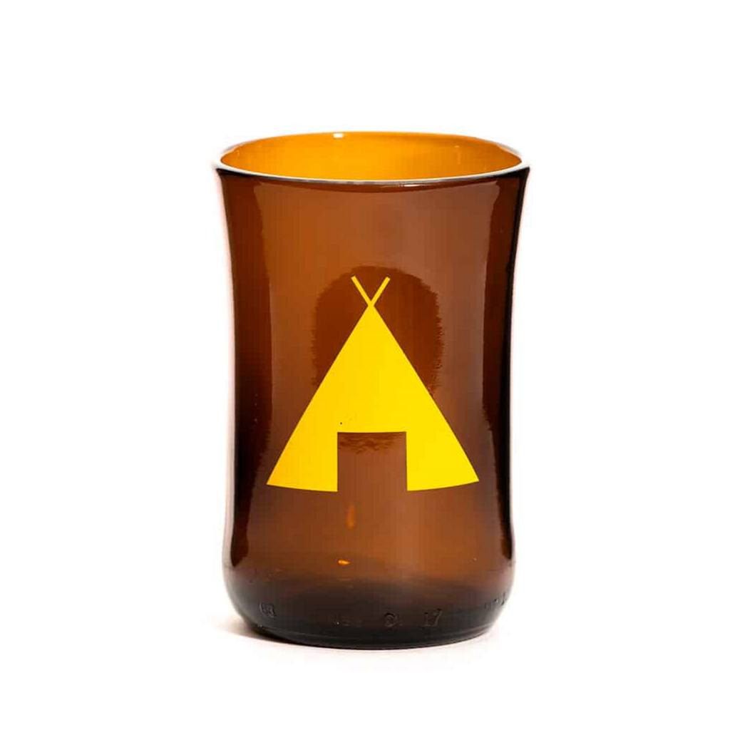  Tableware Tent Great Outdoors Tumblers brown with yellow graphic of a tent
