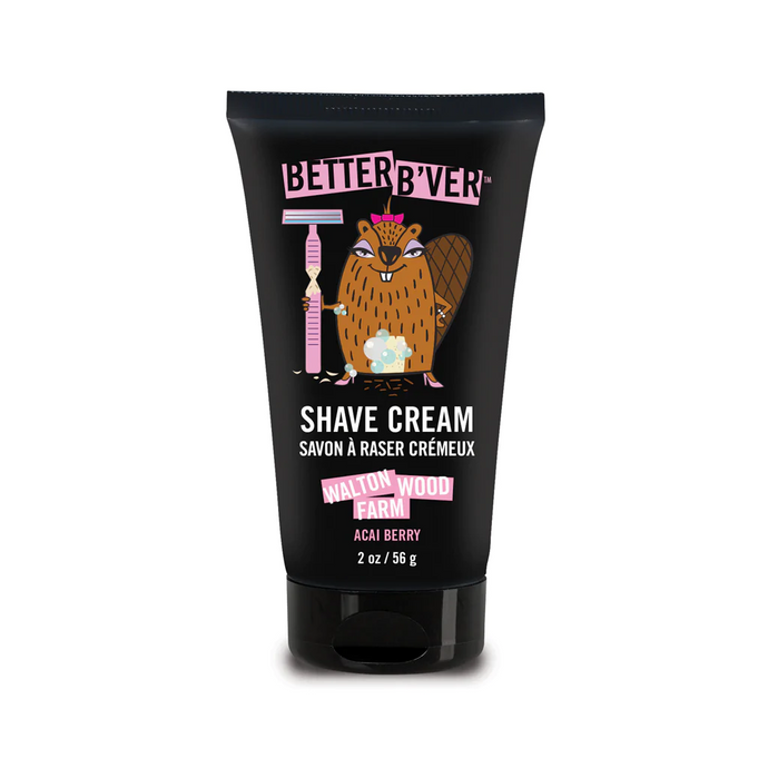 black tube with brown beaver wearing a pink bow holding a pink shaving razor
