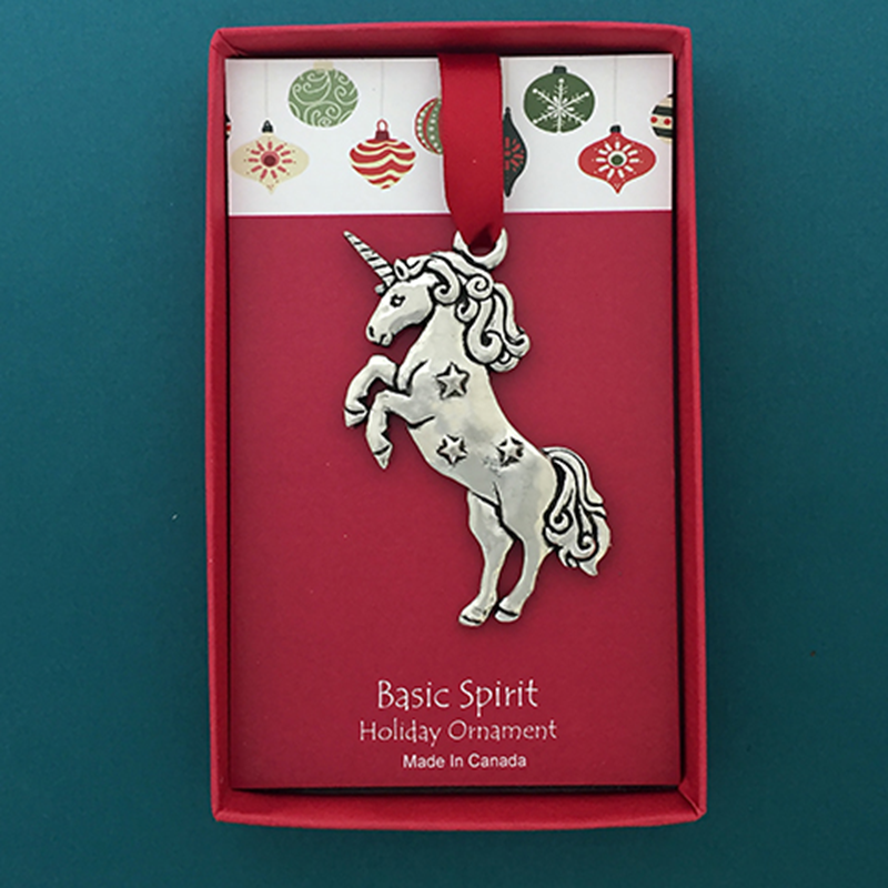 Basic Spirit Canada Christmas ornament Unicorn Pewter Christmas Ornaments