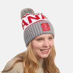 Canadian Knitwear scarf Gray / Canada Canada  &  Maple Leaf Cotton Toques with Pom -winter hat
