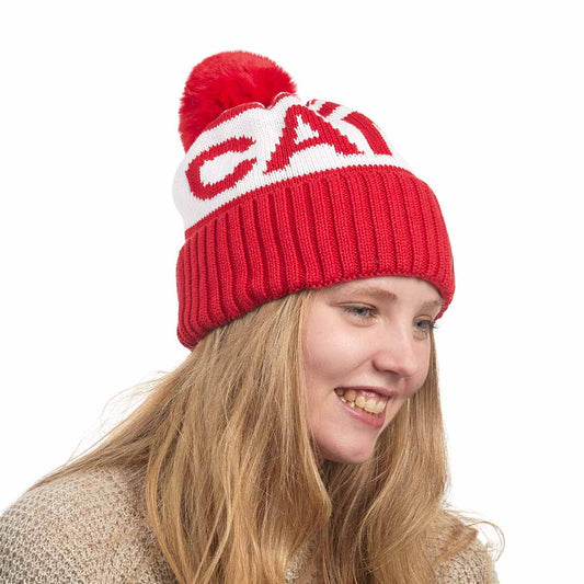 Canadian Knitwear scarf Red / Canada Canada  &  Maple Leaf Cotton Toques with Pom -winter hat