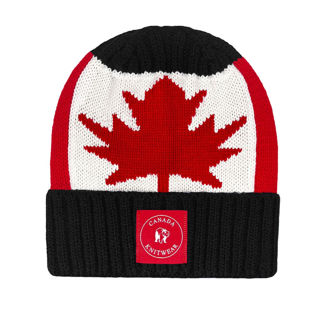 Canadian Knitwear Winter Hat Black Maple Leaf Cotton Toques-winter hats