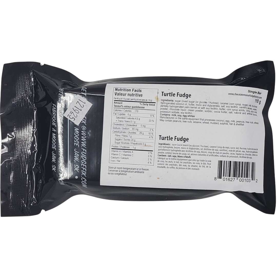 Chocolate Moose Fudge Factory Pantry Turtles- 110g Fudge Bar
