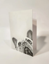 Load image into Gallery viewer, French Bulldog in bottom corner of card- just it&#39;s head looking up
