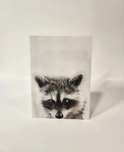 Load image into Gallery viewer, raccoon head on the bottom a card
