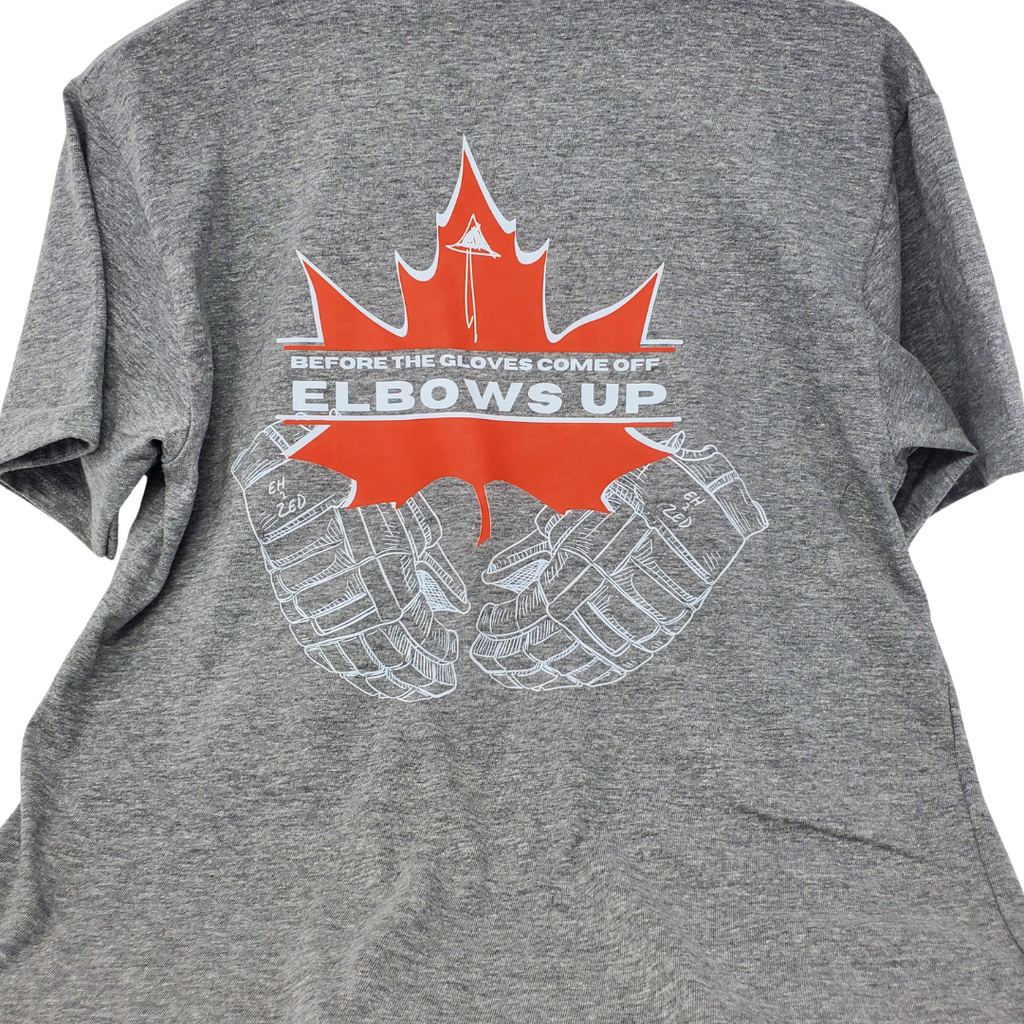 EH-2-ZED T-Shirt (Graphic) - Unisex Grey / M / White Gloves Elbows Up T-Shirt