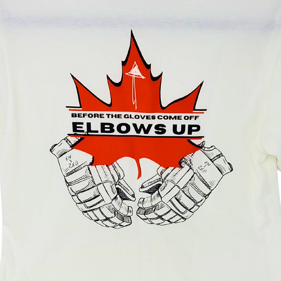 EH-2-ZED T-Shirt (Graphic) - Unisex White / S / Black Gloves Elbows Up T-Shirt