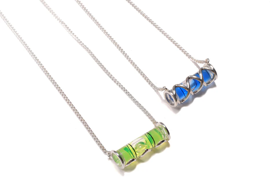 silver Blue level Wave Necklace on white background