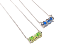 Load image into Gallery viewer, silver Blue level Wave Necklace on white background
