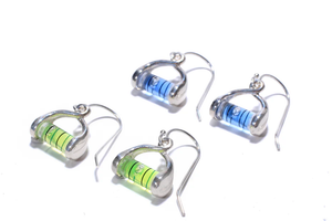 two pairs of silver Twist Level Earrings on white background