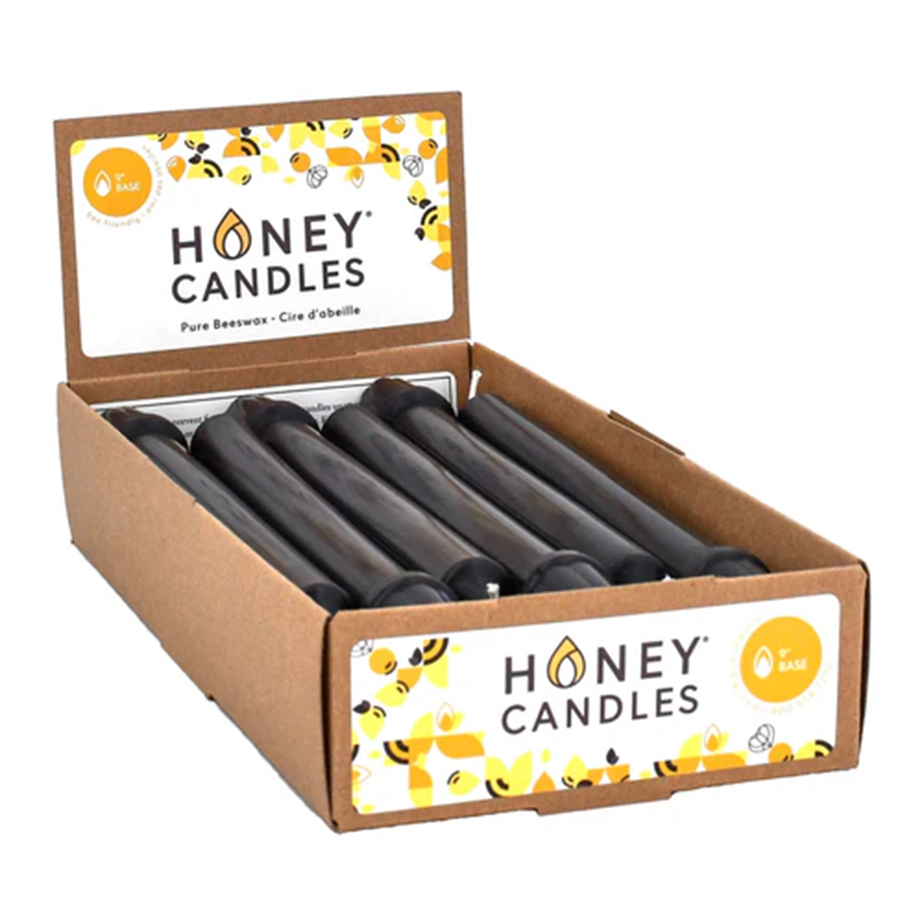Honey Candles candle 9 Inch Black Beeswax Base Candlesticks