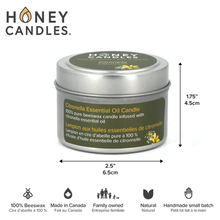 Load image into Gallery viewer, Honey Candles Garage &amp; Outdoors Citronella Beeswax Candle Tin
