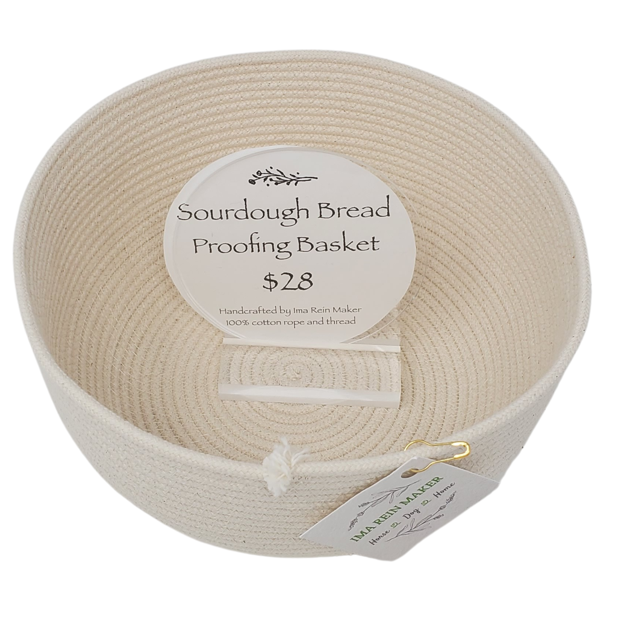 Ima Rein Maker Accessory 5" base / Natural / Sourdough Bread Proofing Basket Rope Bowls - Single Colour