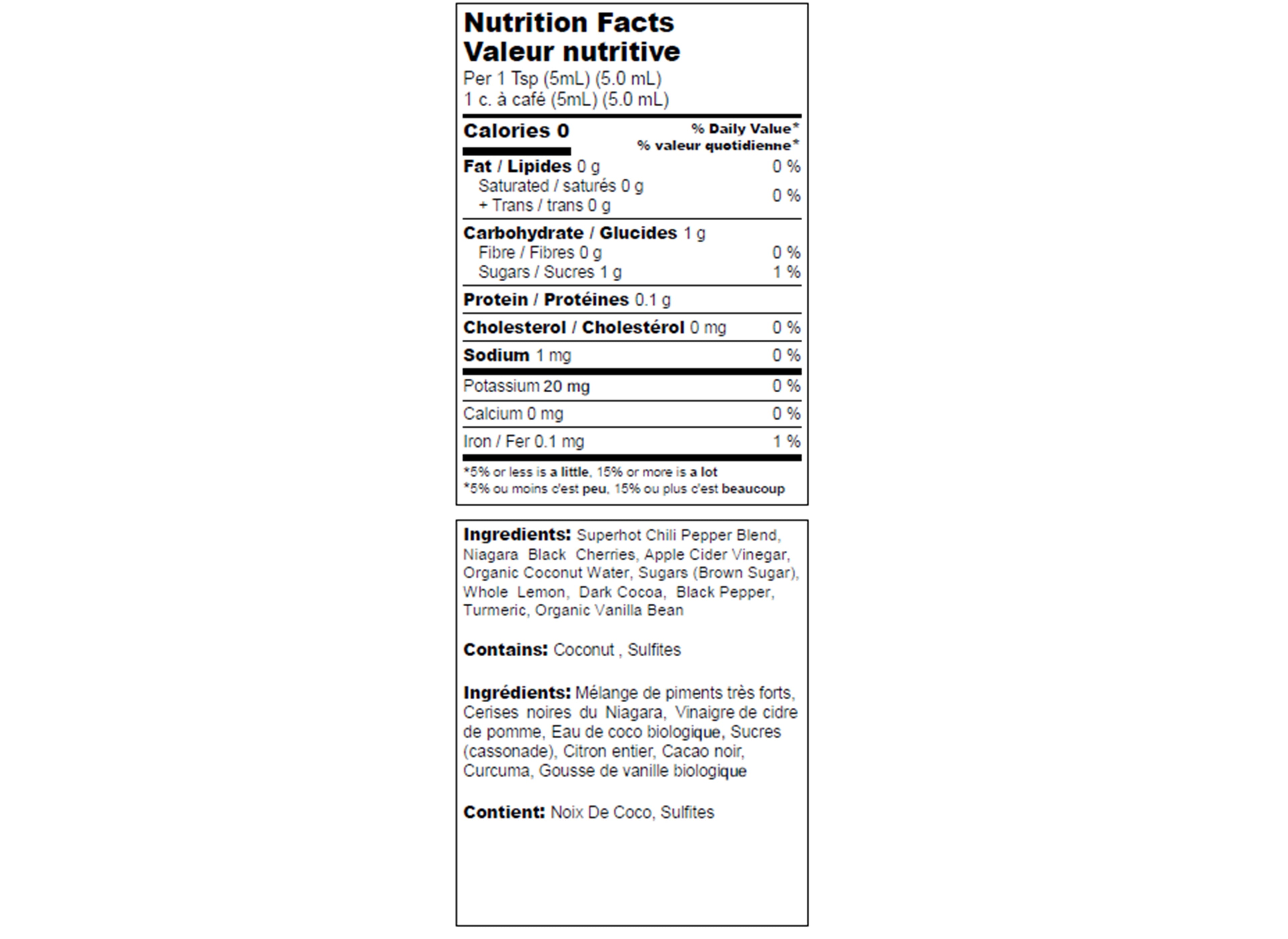 Nutrition facts label on a white background